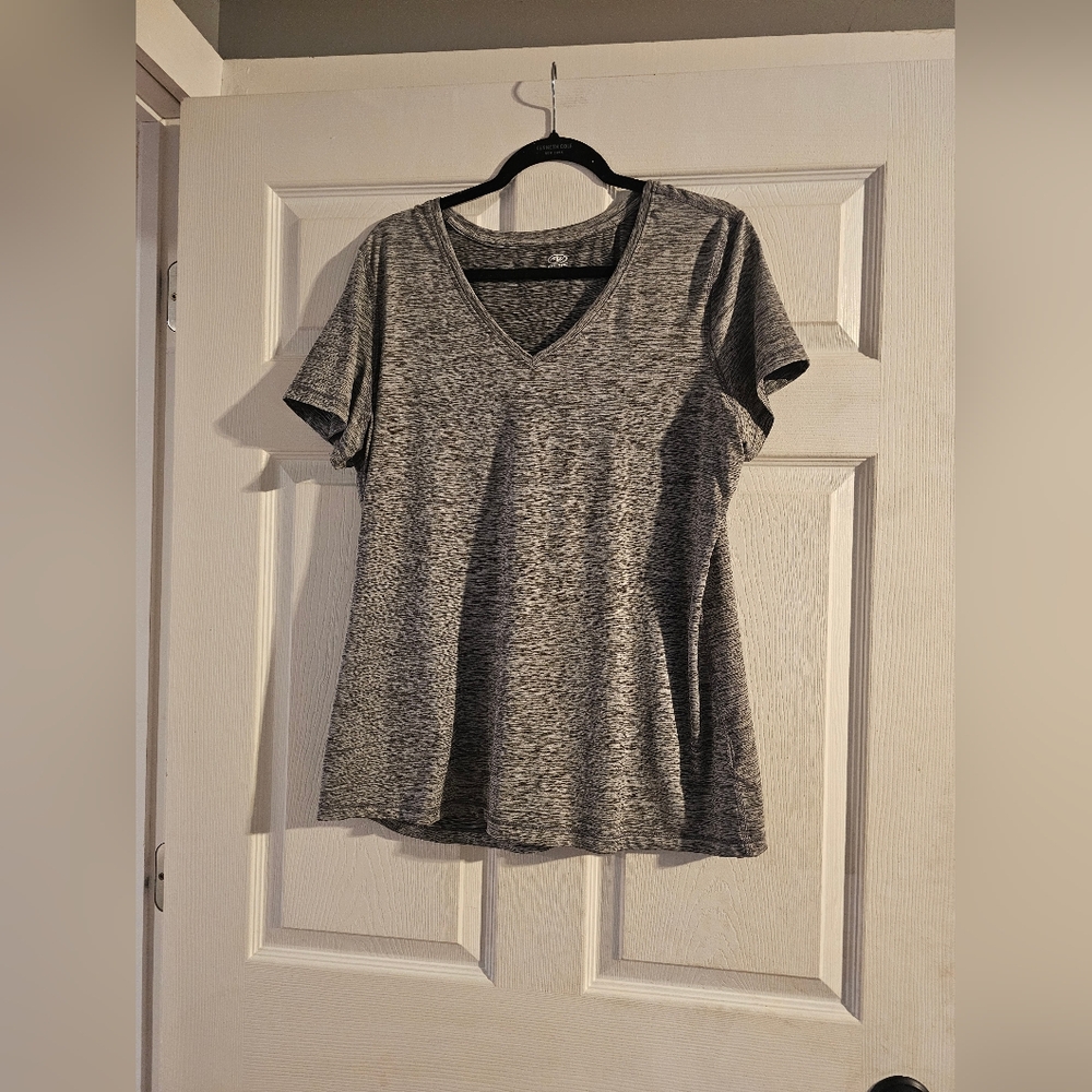 Gray V-Neck Women's Top